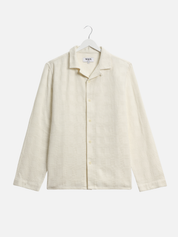 Wax London Corey Dobby Check Shirt White Cream Natural Long Sleeve Collared Button Up Overshirt Spring Summer Tops for Men Men’s Shirts Texture Athens GA Georgia Kempt Menswear Store Near Me