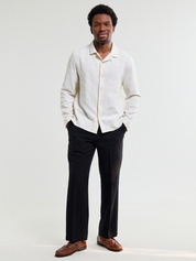 Wax London Corey Dobby Check Shirt White Cream Natural Long Sleeve Collared Button Up Overshirt Spring Summer Tops for Men Men’s Shirts Texture Athens GA Georgia Kempt Menswear Store Near Me