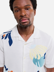Wax London Didcot Flower Shirt Chunky Embroider Flower Shirt Sleeve Collared Button Up Embroidered Shirts Men’s Tops for Men Vacation Outfits for Guys Athens GA Georgia Kempt Menswear Store Near Me