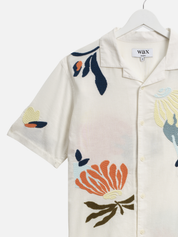Wax London Didcot Flower Shirt Chunky Embroider Flower Shirt Sleeve Collared Button Up Embroidered Shirts Men’s Tops for Men Vacation Outfits for Guys Athens GA Georgia Kempt Menswear Store Near Me