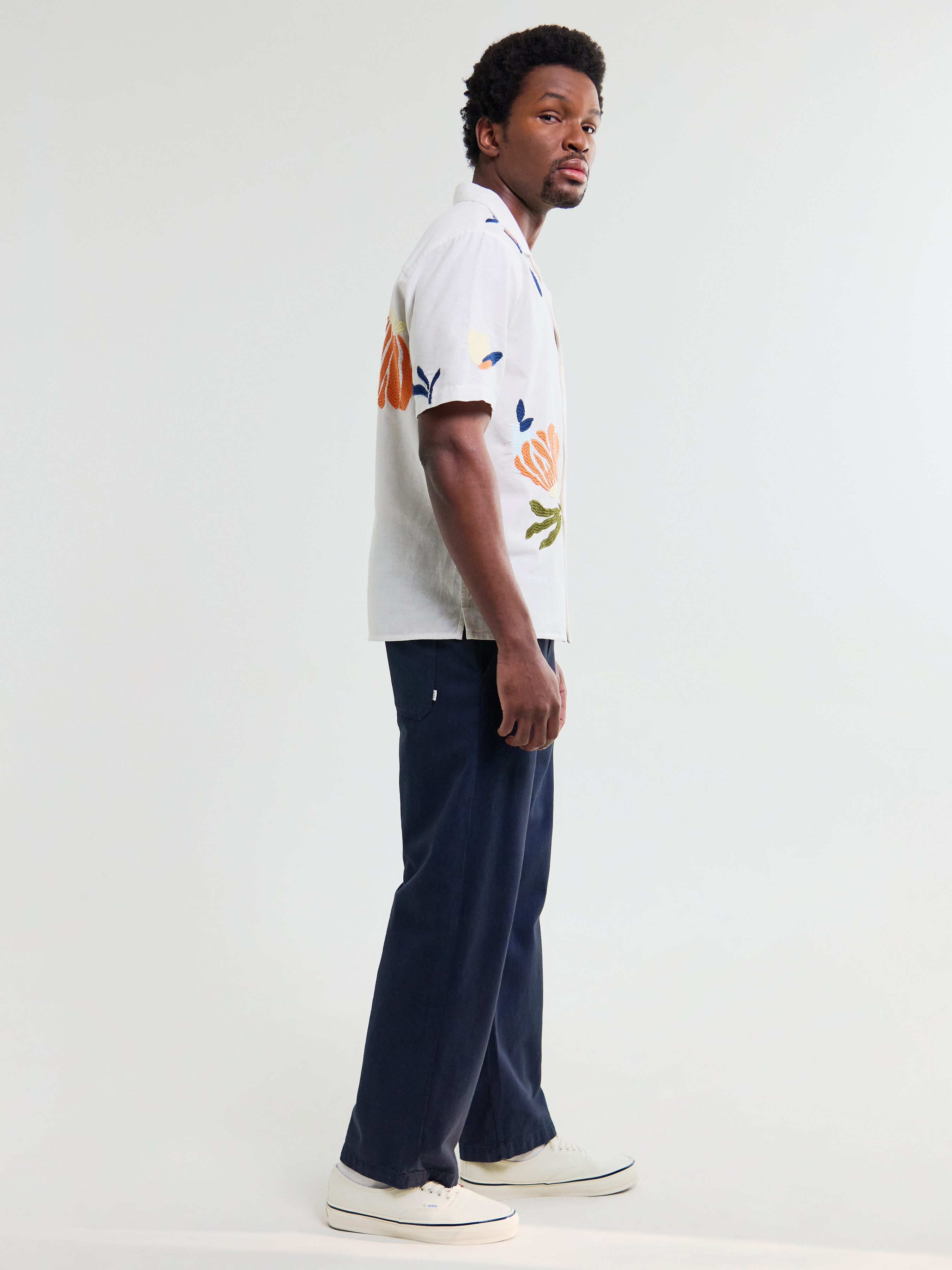 Wax London Didcot Flower Shirt Chunky Embroider Flower Shirt Sleeve Collared Button Up Embroidered Shirts Men’s Tops for Men Vacation Outfits for Guys Athens GA Georgia Kempt Menswear Store Near Me