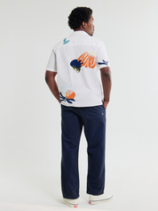 Wax London Didcot Flower Shirt Chunky Embroider Flower Shirt Sleeve Collared Button Up Embroidered Shirts Men’s Tops for Men Vacation Outfits for Guys Athens GA Georgia Kempt Menswear Store Near Me
