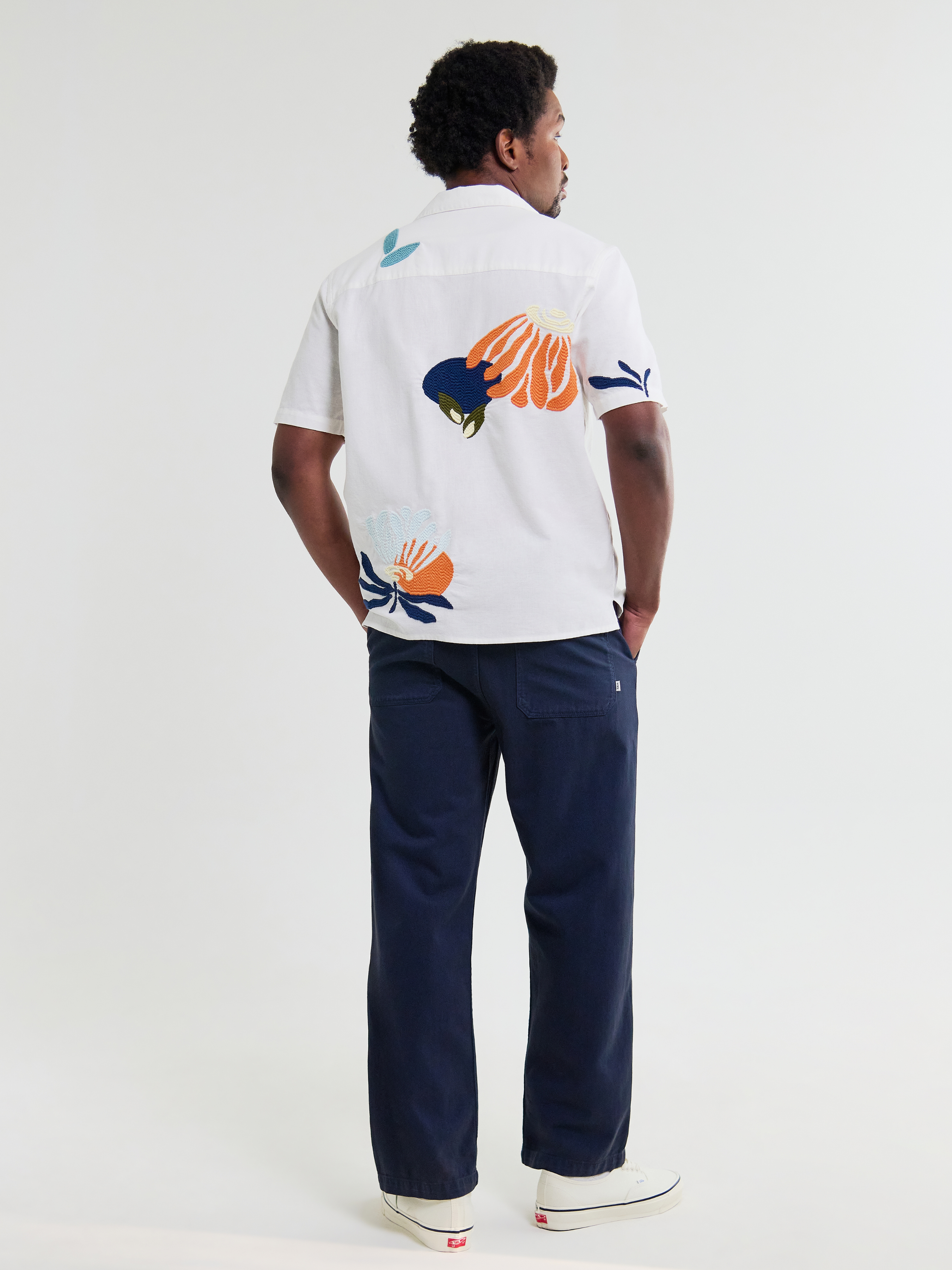 Wax London Didcot Flower Shirt Chunky Embroider Flower Shirt Sleeve Collared Button Up Embroidered Shirts Men’s Tops for Men Vacation Outfits for Guys Athens GA Georgia Kempt Menswear Store Near Me