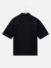 Wax London Keats Dahlia Shirt Navy Blue Short Sleeve Collared Button Up Embroidered Shirts Men’s Tops for Men Vacation Outfits for Guys Athens GA Georgia Kempt Menswear Store Near Me