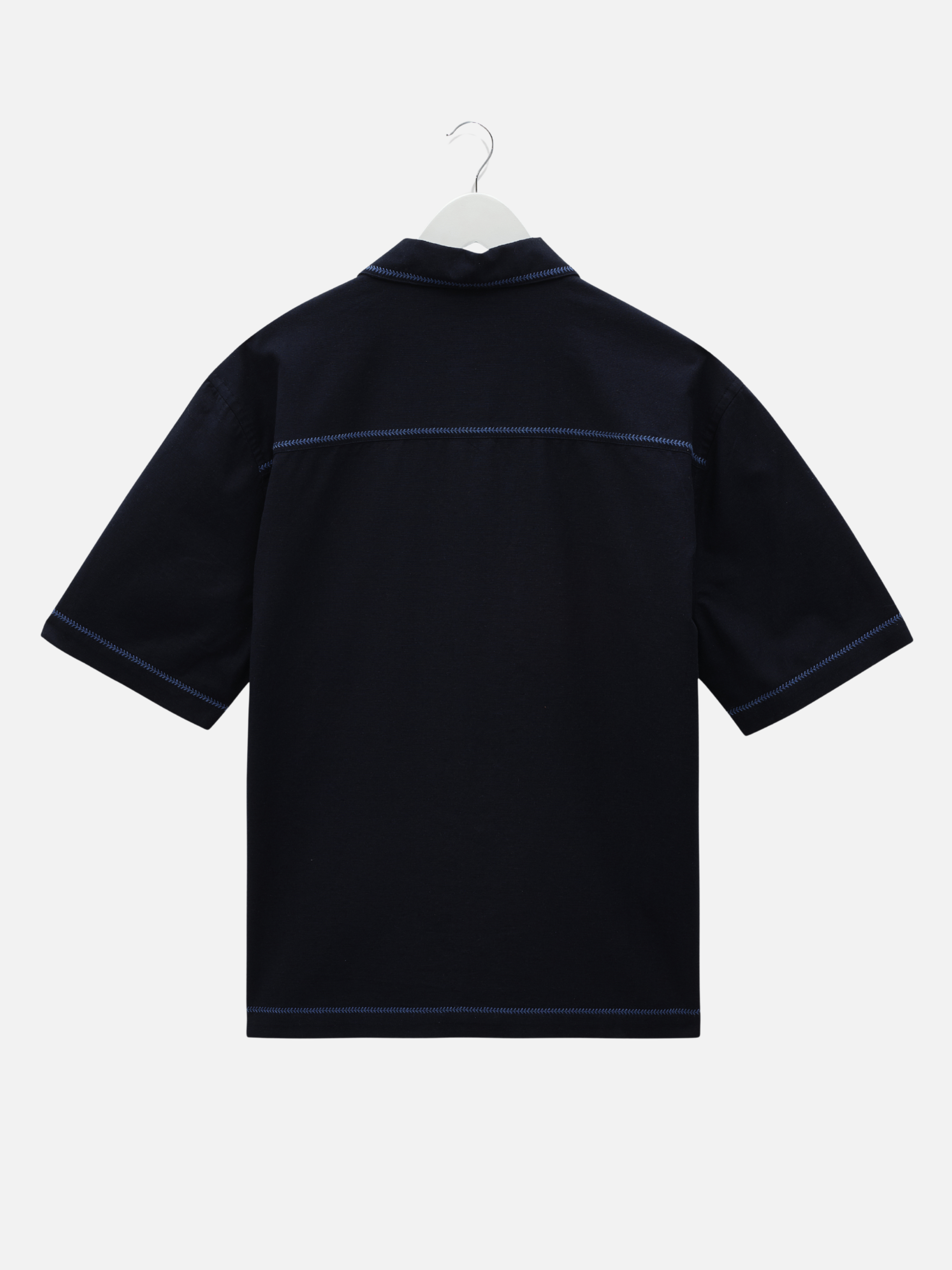 Wax London Keats Dahlia Shirt Navy Blue Short Sleeve Collared Button Up Embroidered Shirts Men’s Tops for Men Vacation Outfits for Guys Athens GA Georgia Kempt Menswear Store Near Me