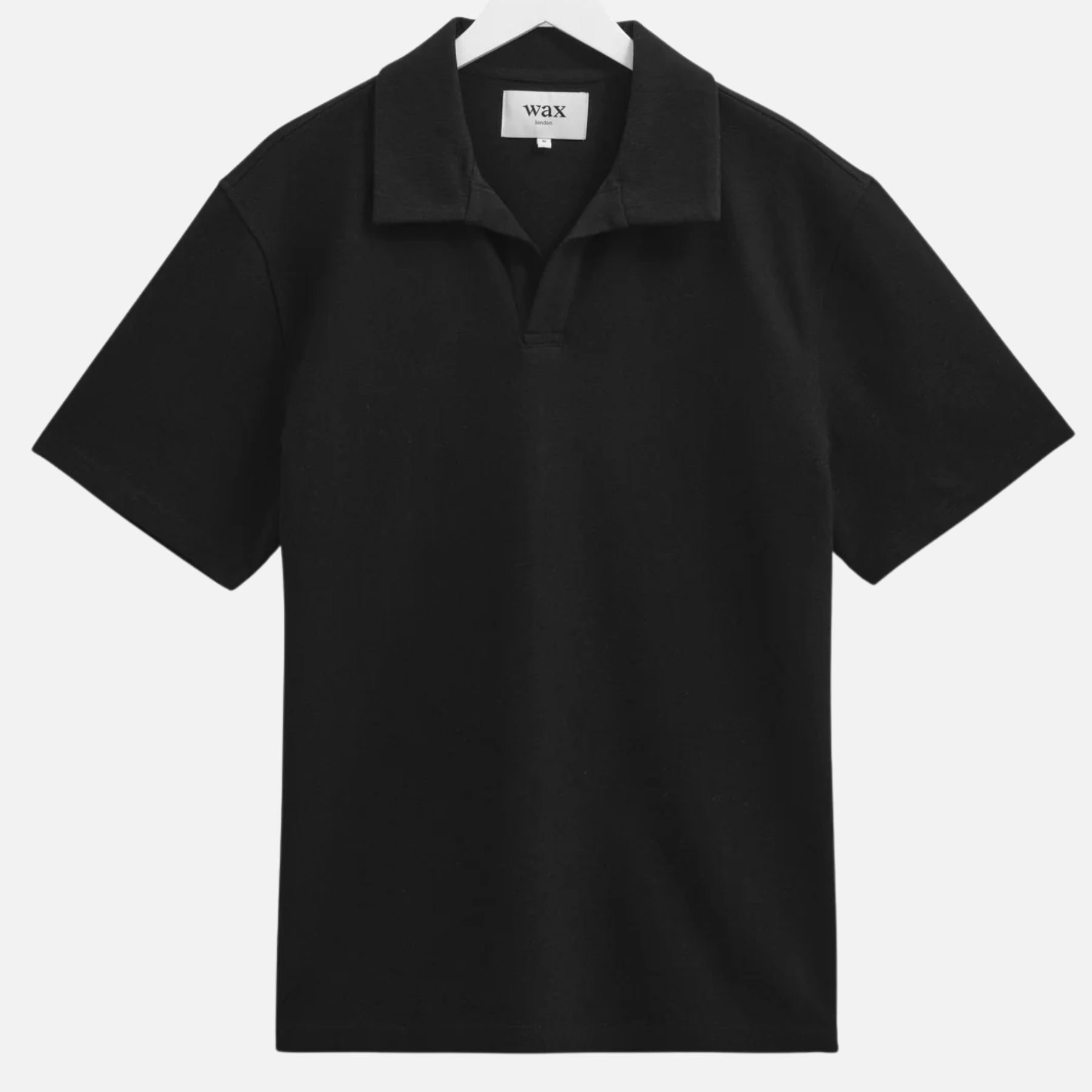 Wax London Atwood Textured Cotton Polo Black Mens Relaxed Fit Heavyweight Polo Athens Georgia Mens Clothing Store Kempt