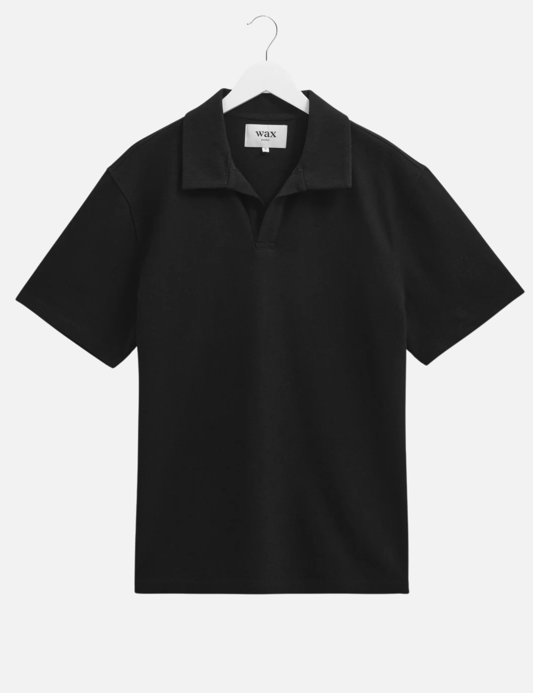 Wax London Atwood Textured Cotton Polo Black Mens Relaxed Fit Heavyweight Polo Athens Georgia Mens Clothing Store Kempt