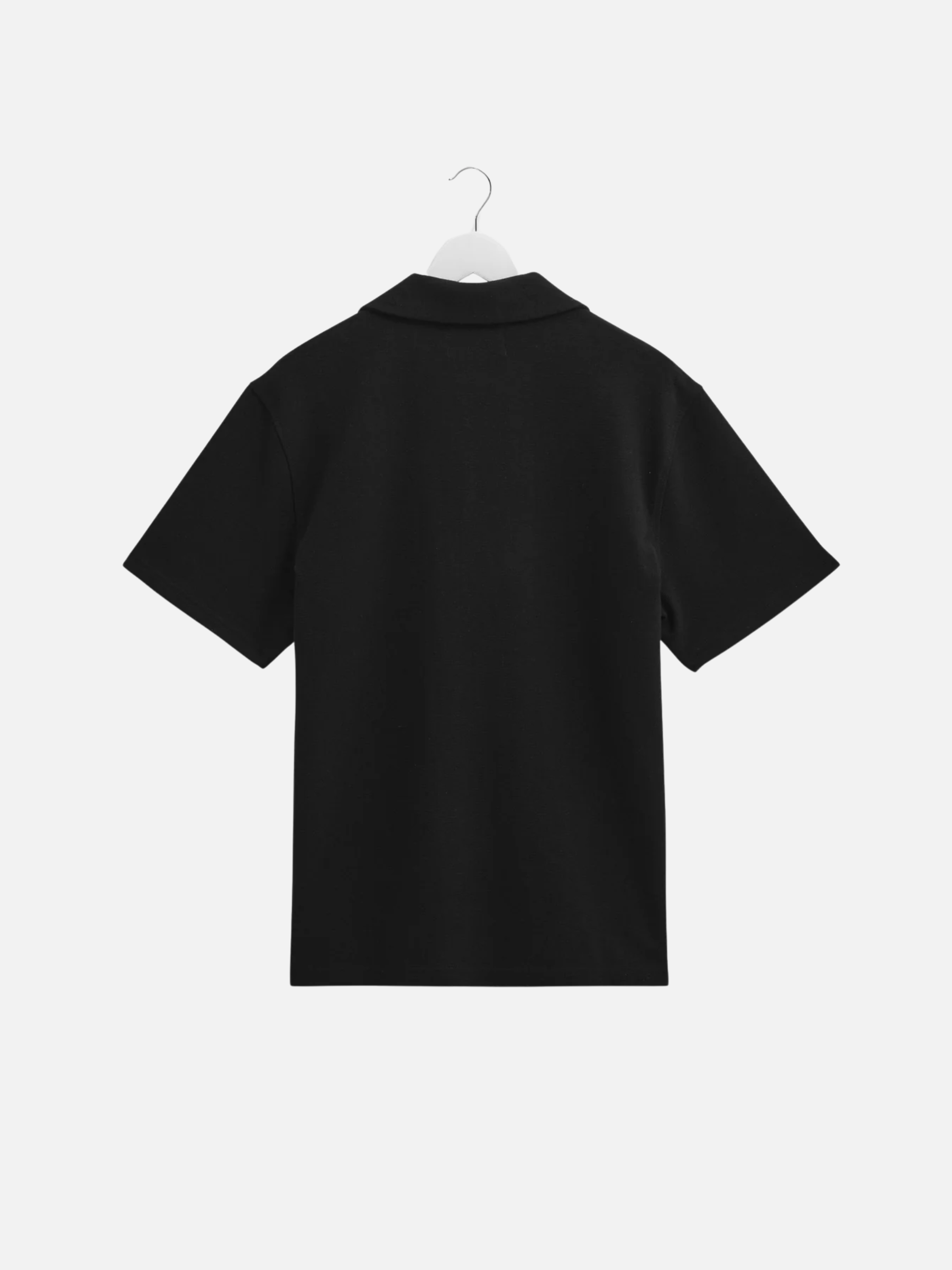 Wax London Atwood Textured Cotton Polo Black Mens Relaxed Fit Heavyweight Polo Athens Georgia Mens Clothing Store Kempt