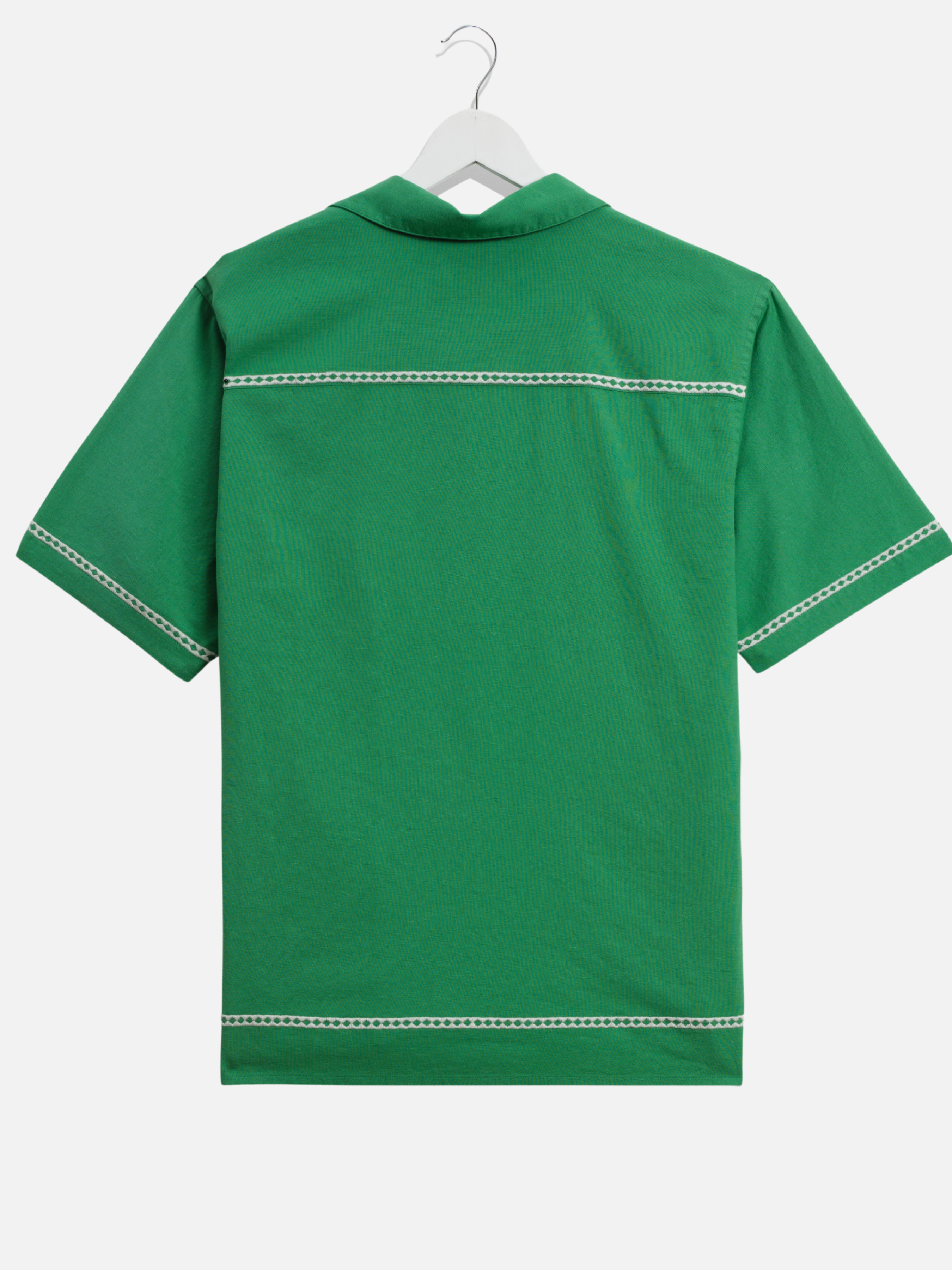 Wax London Didcot Border Green White Applique Short Sleeve Shirt Embroidered Mens Shirt Spring 2026 Clothing Athens Georgia Store