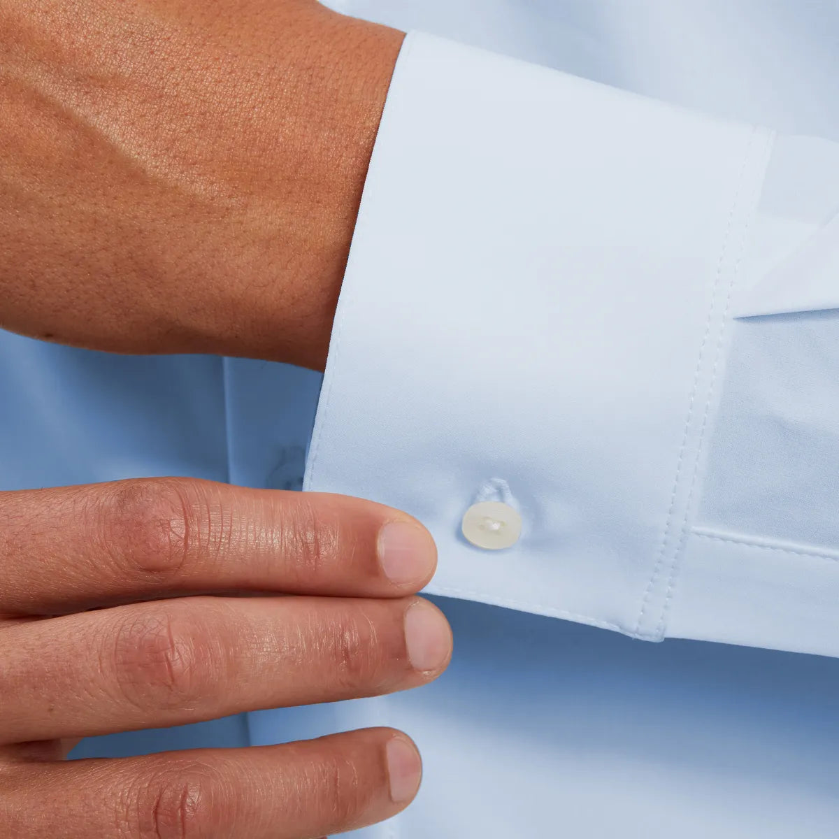 mizzen + main leeward dress shirt light blue solid performance material polyester spandex ls long sleeve kempt athens ga georgia men's clothing store boutique